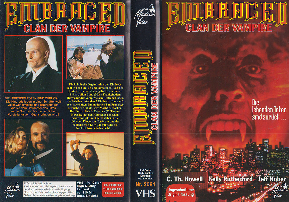 Embraced Clan der Vampire Madison Video VHS Kassette Einleger