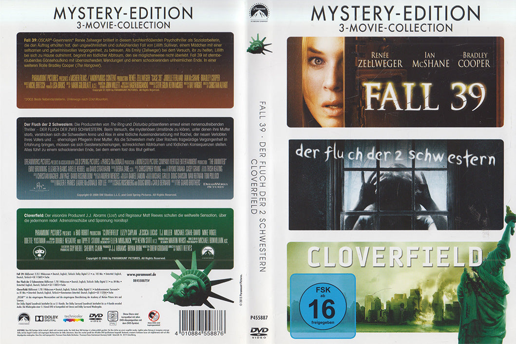 Affaire 39 / La Malédiction des Deux Sœurs / Cloverfield (3 DVD - 2015 - DE)