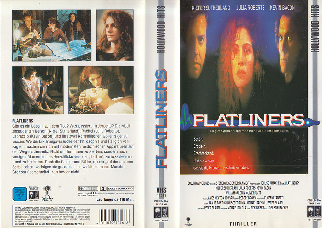 Flatliners Columbia Tristar Home Video VHS Cover