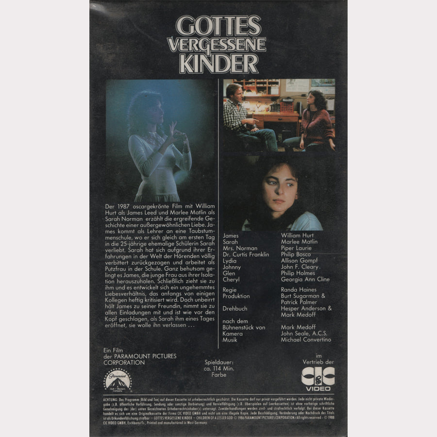 Gottes vergessene Kinder (VHS - 1988 - DE)