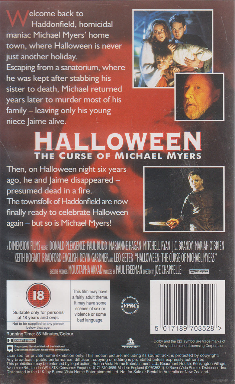 Halloween - La Malédiction de Michael Myers (VHS - Royaume-Uni)