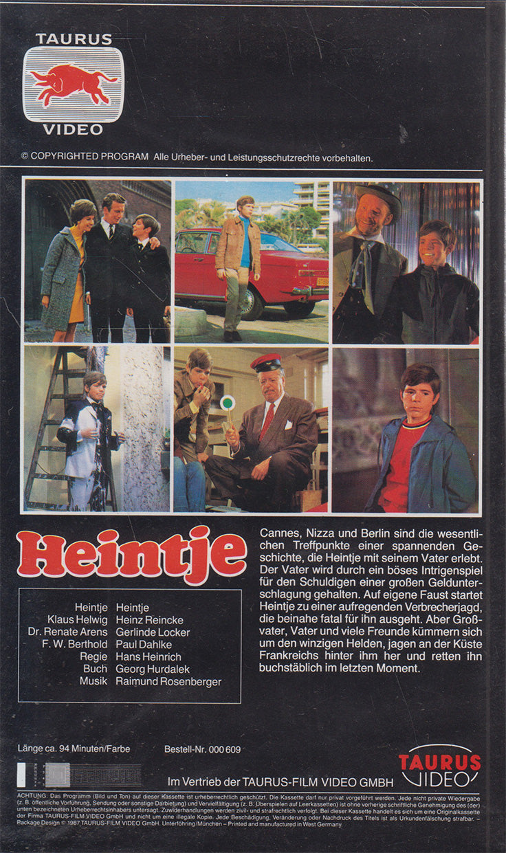 Heintje - Un jour, le soleil brillera à nouveau (VHS - 1987 - DE)