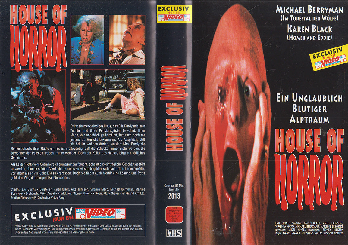House of Horror Deutscher Video Ring VHS Kassette Einleger