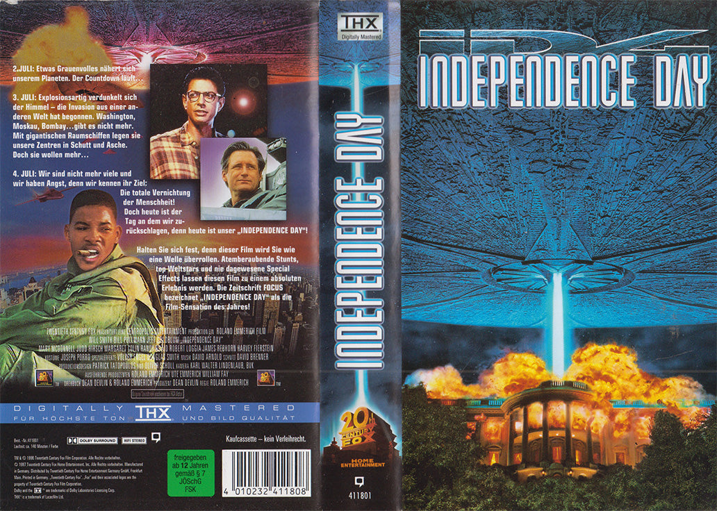 Independence Day 20th Century Fox 1997 VHS Kassette Einleger