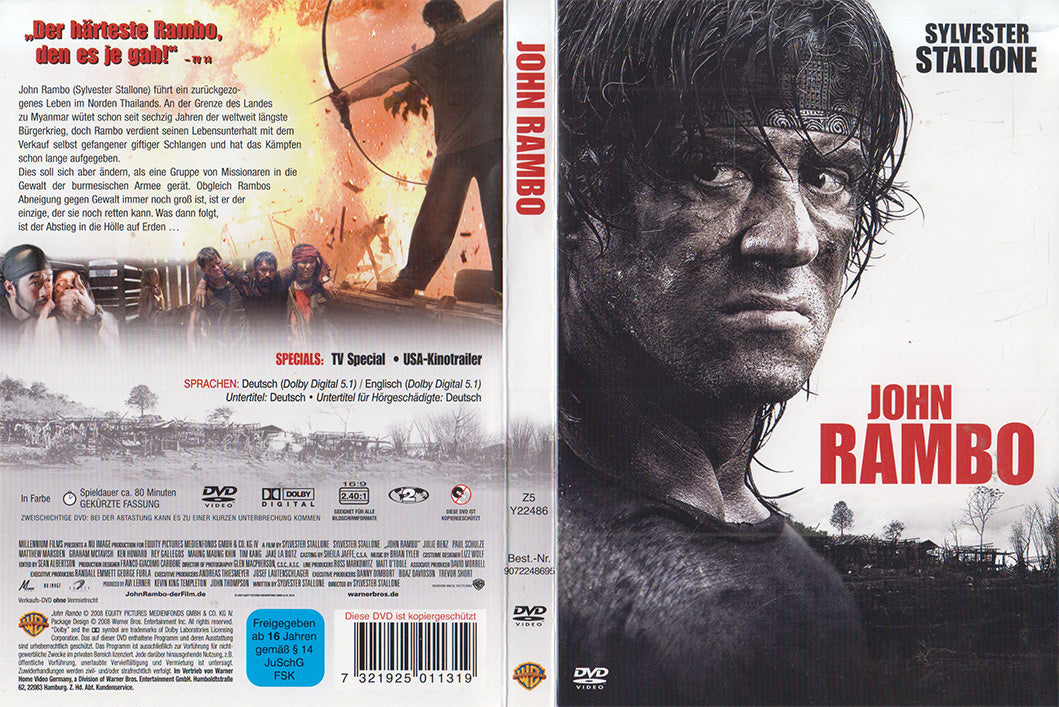 Einleger des Films John Rambo auf DVD erschienen bei Warner Home Video im Jahr 2008