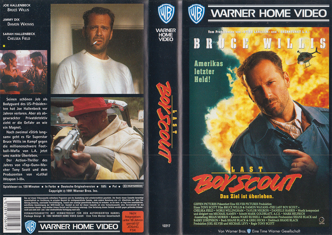 Last Boy Scout Das Ziel ist überleben Warner Home Video 1992 VHS Kassette Einleger