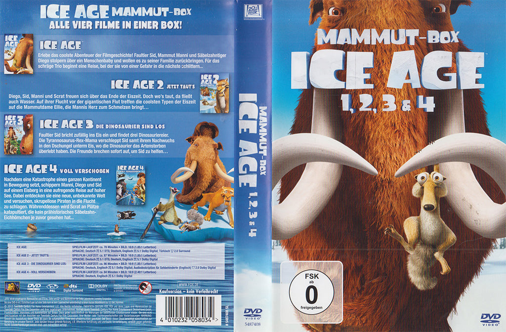 Mammut-Box: Ice Age 1, 2, 3 & 4 (4xDVD - 2012 - DE)
