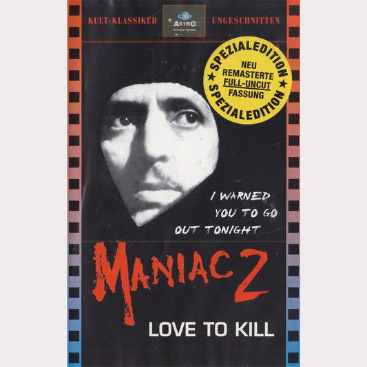 Maniac 2 Love to Kill Astro 1998 Spezialedition VHS Kassette Cover