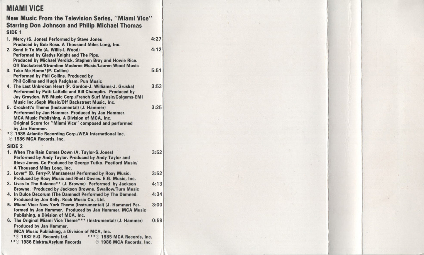 Miami Vice II - New Music From The Television Series, "Miami Vice" (MC - 1986 - EU)