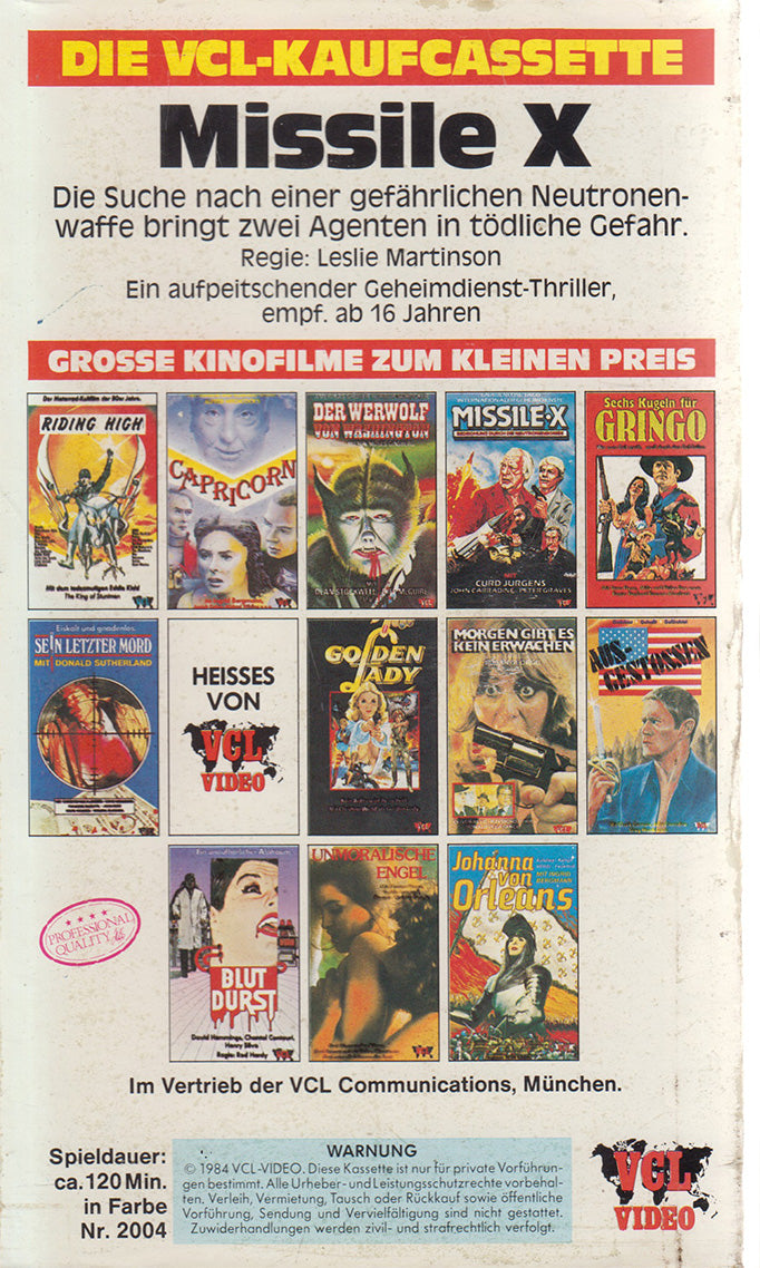 Missile X (VHS - 1984 - DE)