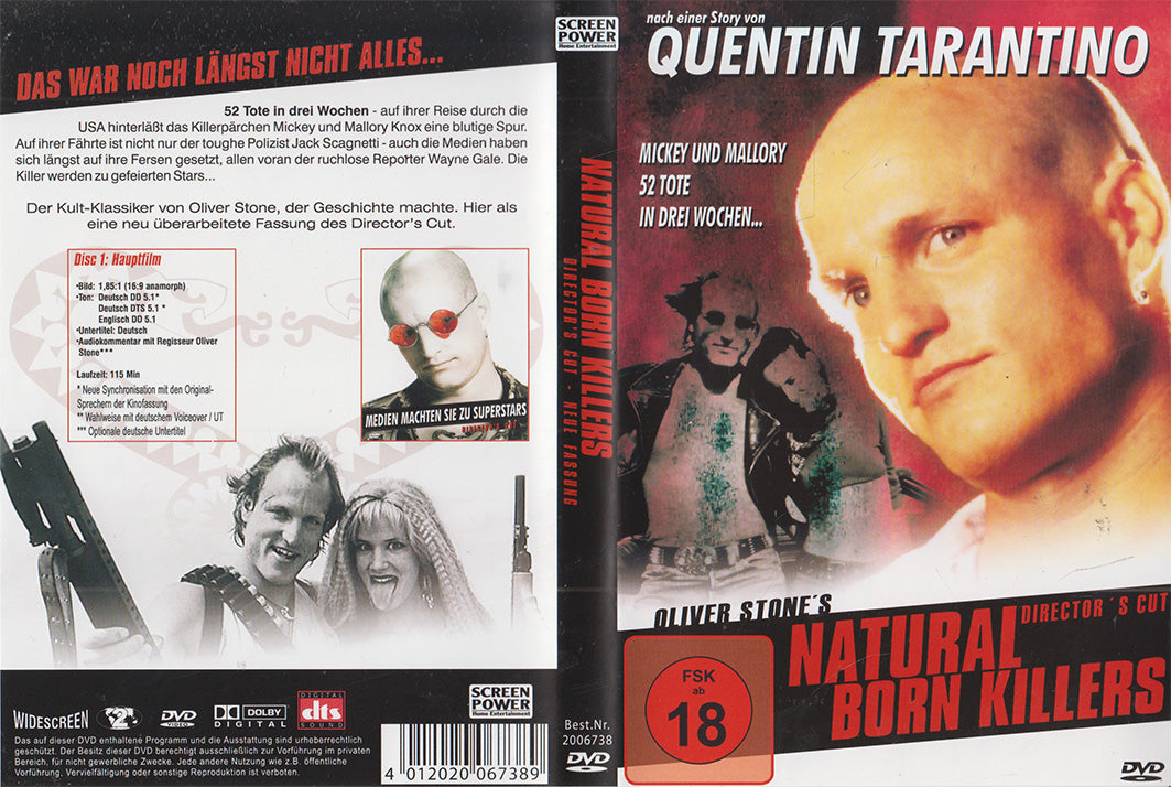Einleger der DVD von Natural Born Killers erschienen bei Screen Power Home Entertainment
