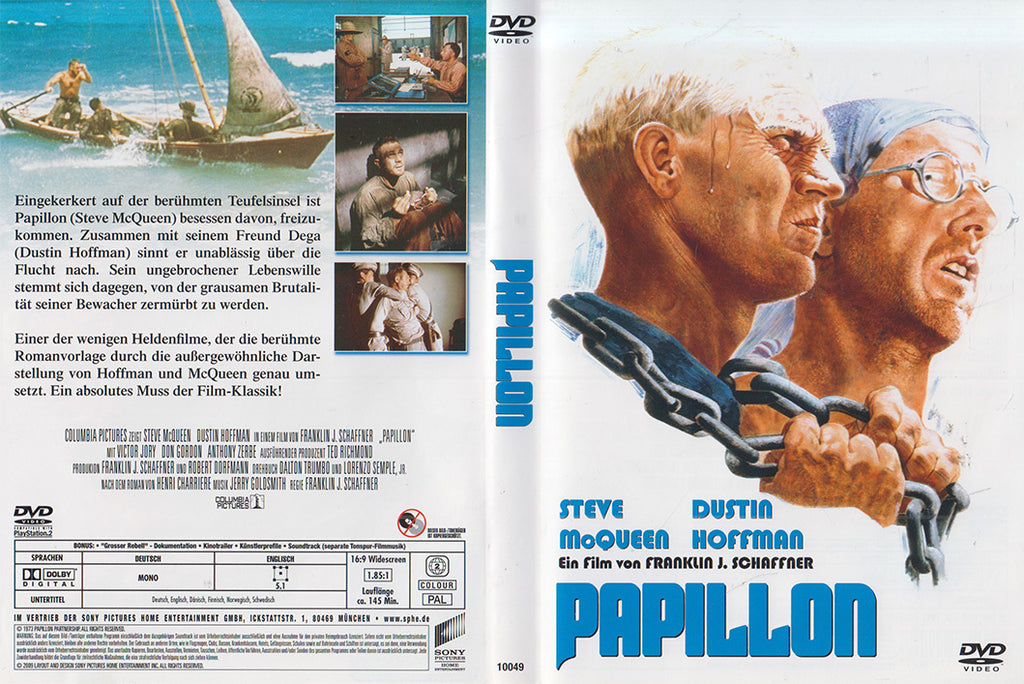 Einleger Rückseite der DVD des Films Papillon erschienen bei Sony Pictures im Jahr 2009