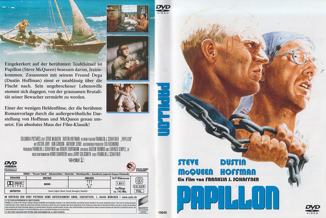 Einleger Rückseite der DVD des Films Papillon erschienen bei Sony Pictures im Jahr 2009