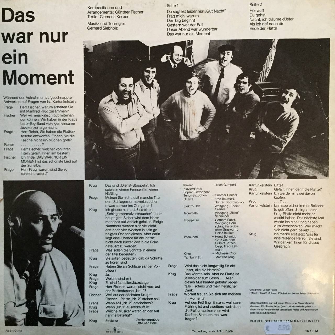 Krug Music de Günther Fischer - Ce n'était qu'un moment (n° 1) (Vinyle LP - 1972 - RDA)