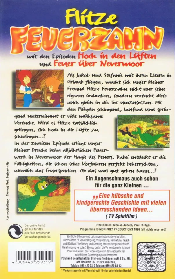 Flitze Feuerzahn : Haut dans l'air et le feu sur Nevermoor (VHS - 1996 - DE)