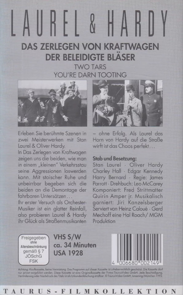 Laurel &amp; Hardy 12: The Dismantling of Motor Vehicles / The Insulted Wind Player (VHS - 1992 - DE)
