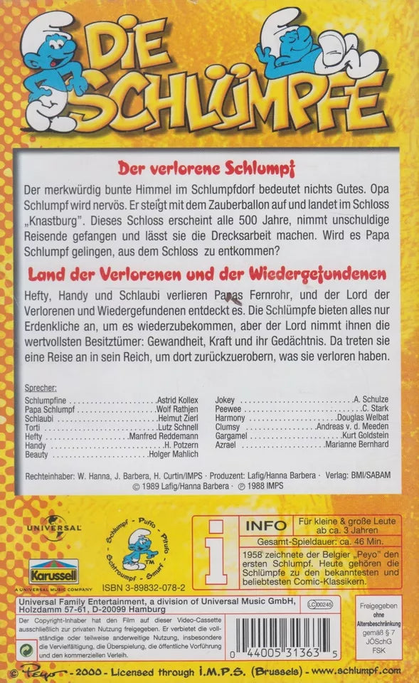 Die Schlümpfe 1: Der verlorene Schlumpf & Land der Verlorenen und Wiedergefundenen (VHS - 2000 - DE)
