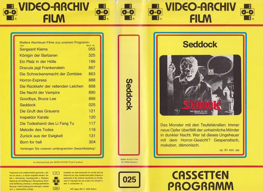 Seddok - Der Würger mit den Teufelskrallen [Seddock] (VHS - DE)