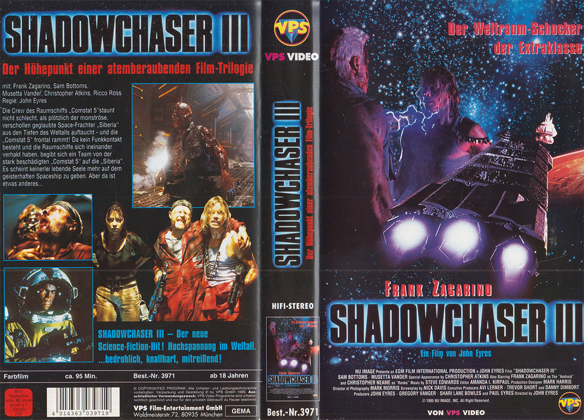 Shadowchaser 3 VPS Video 1995 VHS Kassette Einleger
