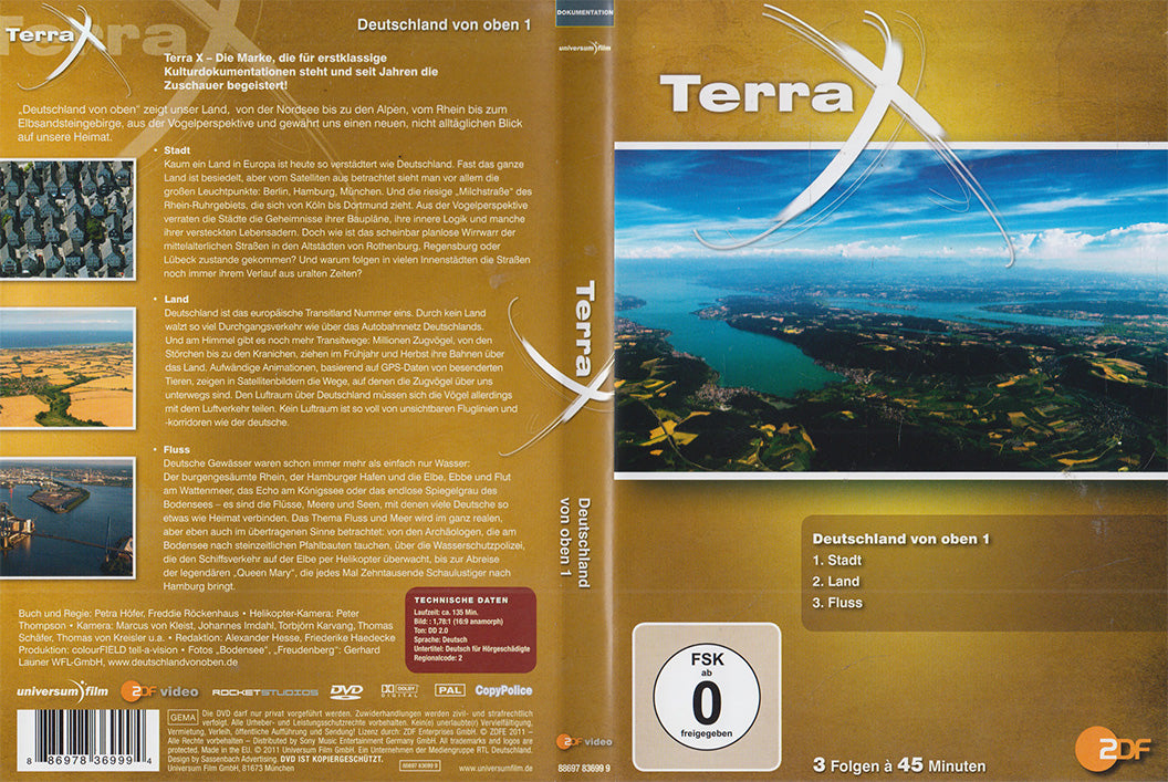Einleger der DVD Terra X: Deutschland von oben 1 veröffentlicht von Universum Film / ZDF Video im Jahr 2011