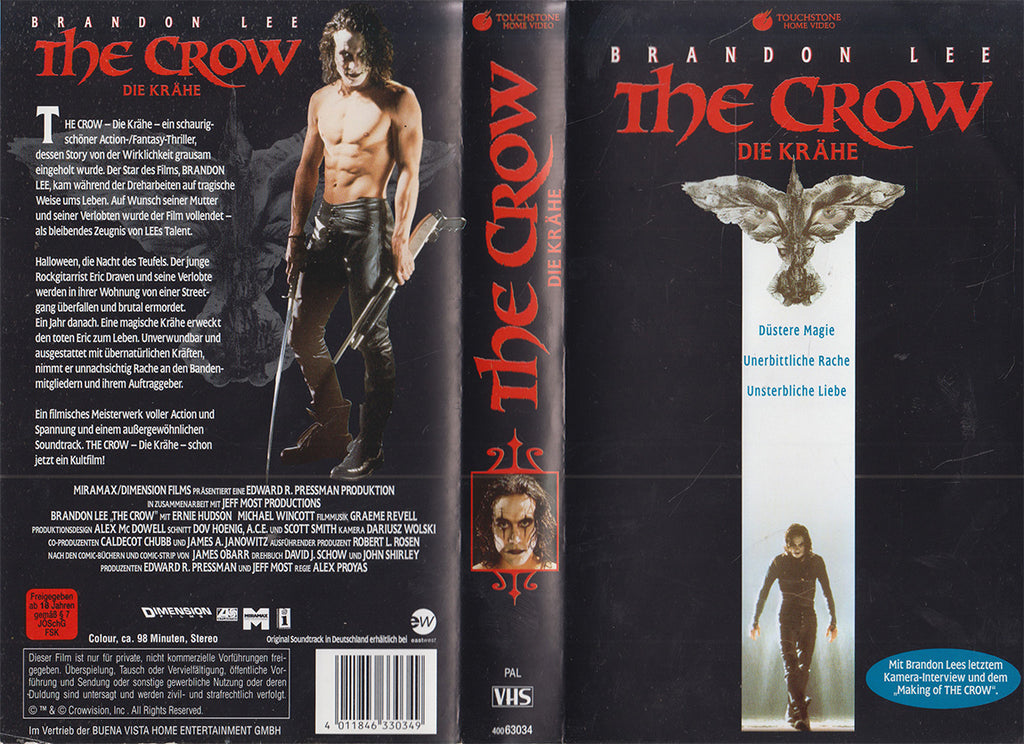The Crow Die Krähe Touchstone Home Video VHS Kassette Einleger