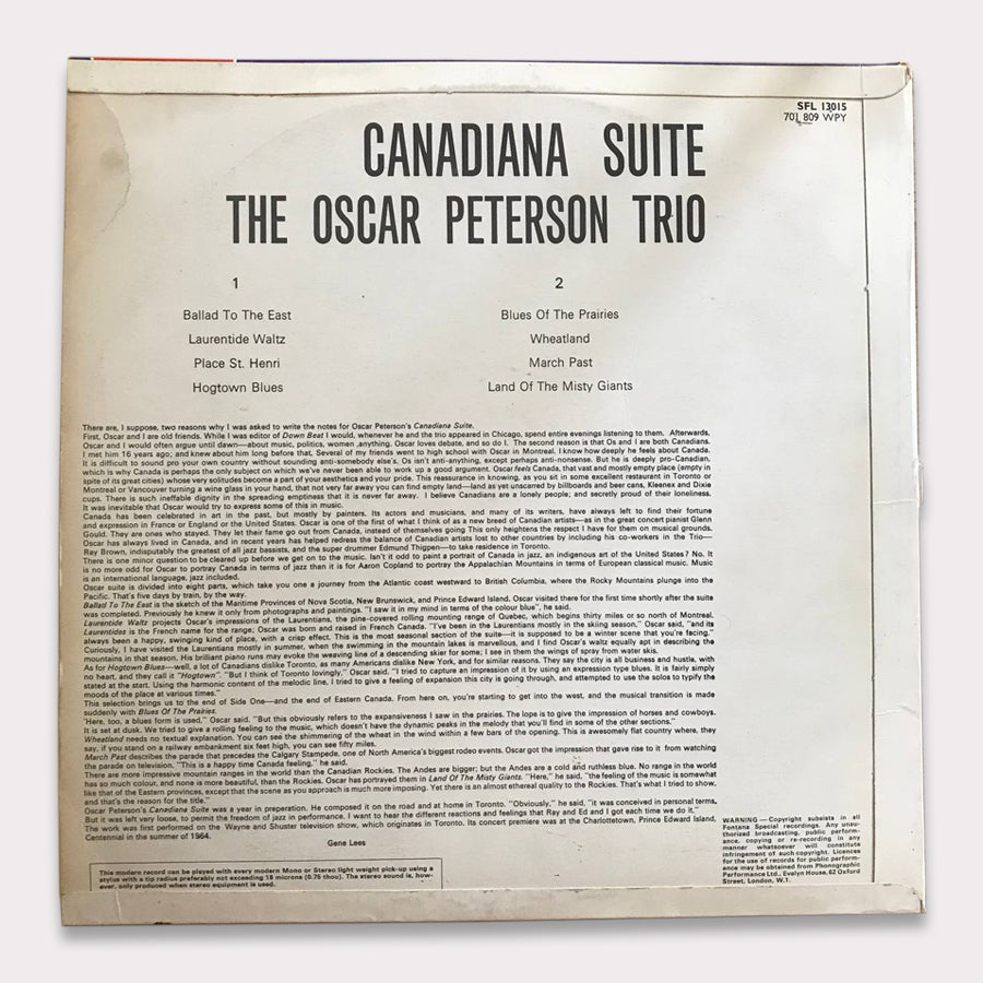 The Oscar Peterson Trio ‎- Canadiana Suite (Vinyl LP - 1968 - UK)