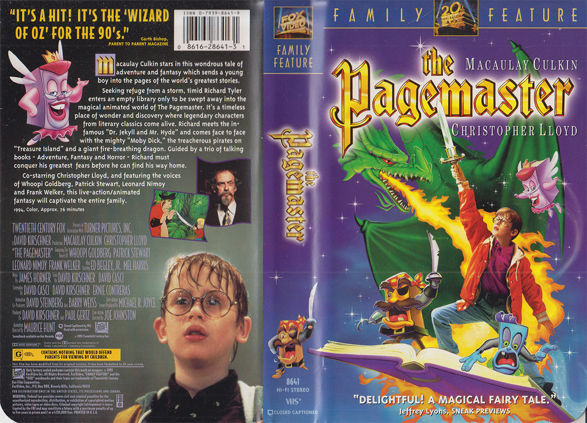 The Pagemaster Fox Video 1995 VHS Kassette Einleger