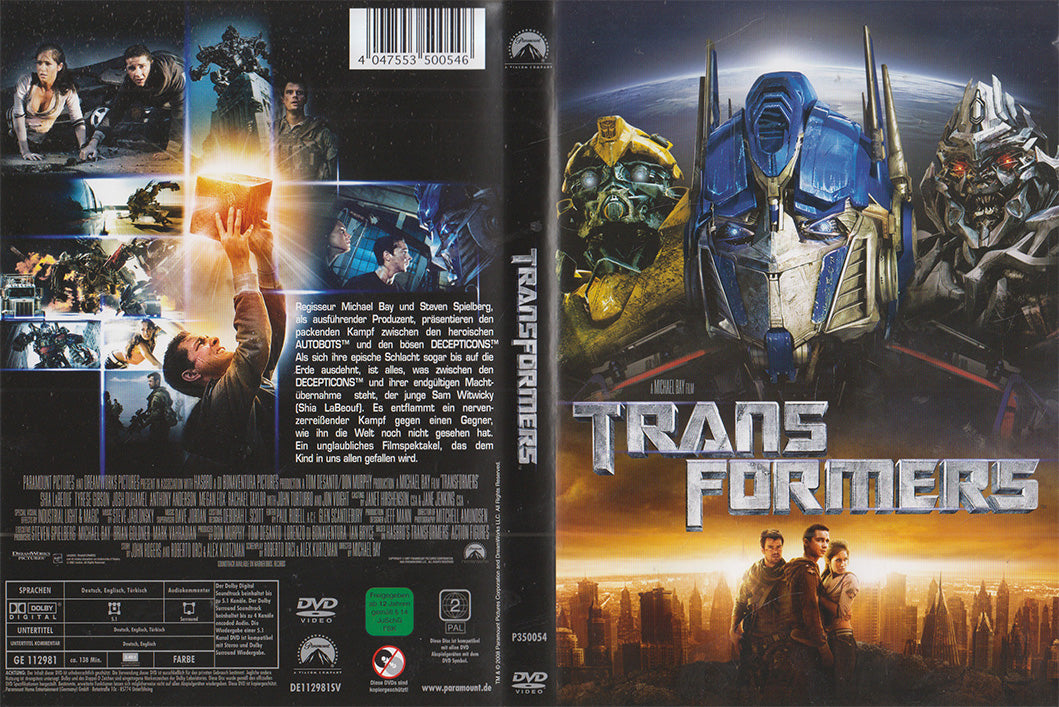 Einleger der DVD von Transformers erschienen bei Paramount im Jahr 2008