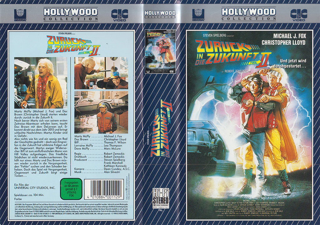 Einleger vom Film Zurück in die Zukunft 2 auf VHS Kassette erschienen bei Universal / CIC Video Hollywood Collection 1990