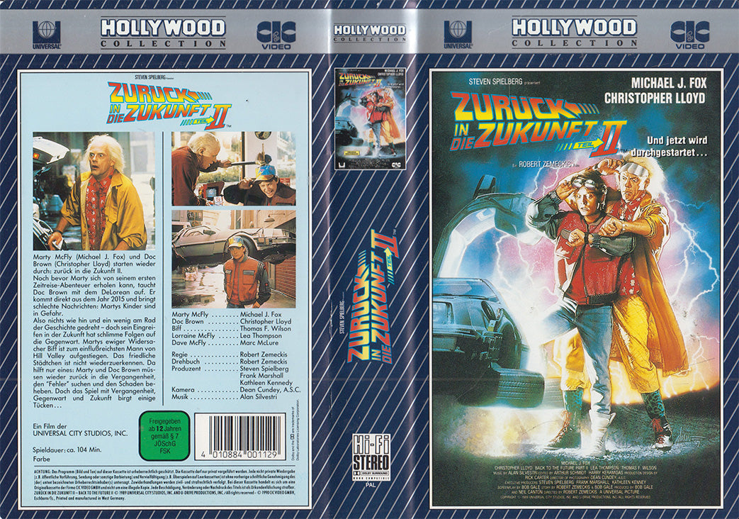 Einleger vom Film Zurück in die Zukunft 2 auf VHS Kassette erschienen bei Universal / CIC Video Hollywood Collection 1990